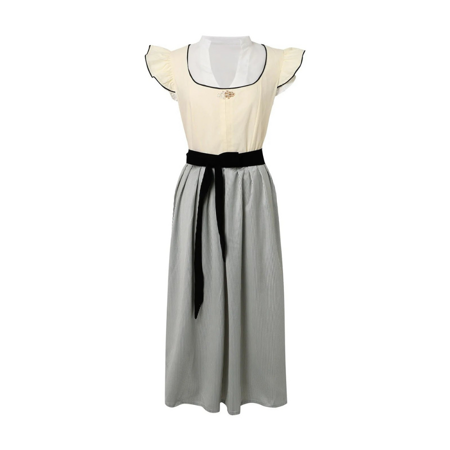 Damen Dirndl Kleid Baumwolle Polyester-Mischung | Reguläre Passform Trachtenkleid | Schnürleib mit Schürze für Oktoberfest & Themenpartys | Schmid