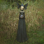 Gothic Hexenfigur aus Harz | Freistehende Hexe mit Stab | Halloween Dekoration für Innen- & Außenbereiche | Schmid