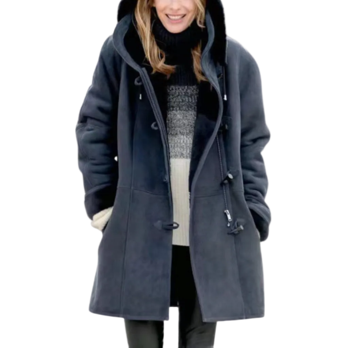 Damen Winterjacke mit Kapuze | Weiches Futter & Lockere Passform | Langarmjacke mit Toggle-Verschlüssen für Kalte Tage | Schmid