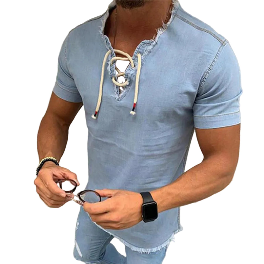 Aksel - Herren Kurzarmhemd mit Kordelzugverschluss