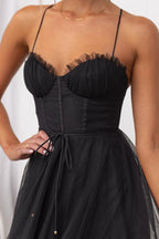 Damen Maxikleid aus Chiffon – ärmellos, Träger, Knöchellang