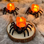 Halloween Spinnen Kerzenhalter aus Kunststoff | Freistehendes Deko Ornament | Tischdekoration für Saisonale Halloween Displays | Schmid