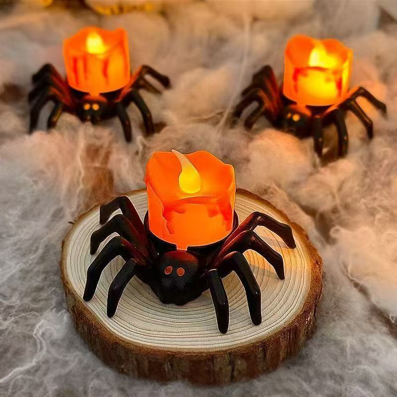 Halloween Spinnen Kerzenhalter aus Kunststoff | Freistehendes Deko Ornament | Tischdekoration für Saisonale Halloween Displays | Schmid