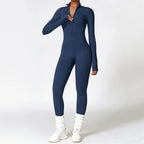 Stephanie | Langärmeliger Jumpsuit Mit Hohem Kragen und Reißverschluss