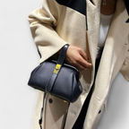 Damen Schultertasche aus PU | Strukturierte Handtasche mit Schlossdetail und Schulterriemen | Alltag und Freizeit | Schmid