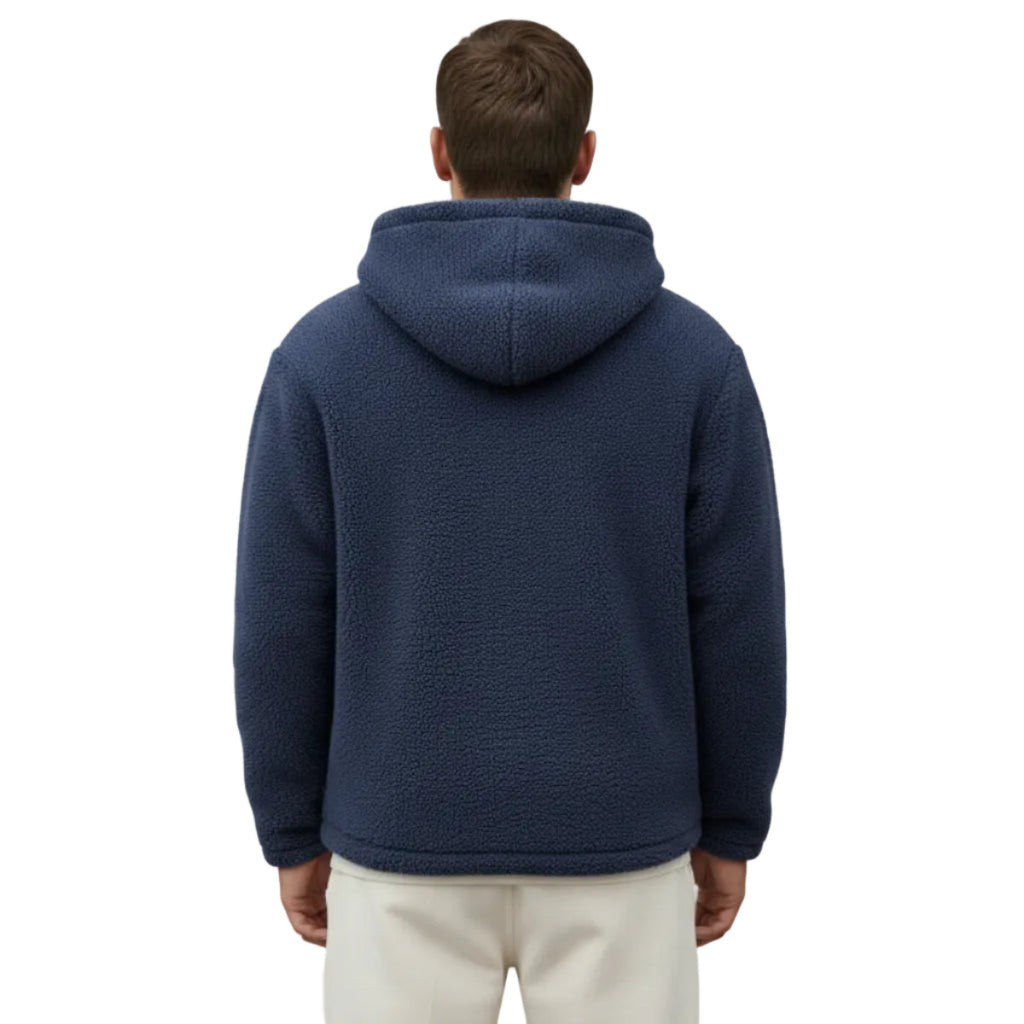 Herren Fleecejacke mit Kapuze | Reißverschluss & Seitentaschen | Langärmlige Jacke für Alltag, Herbst & Winter | Schmid
