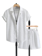 Herren Zweiteiliges Set | Reguläre Passform Hemd und Hose | Alltag und Smart Casual Anlässe | Schmid