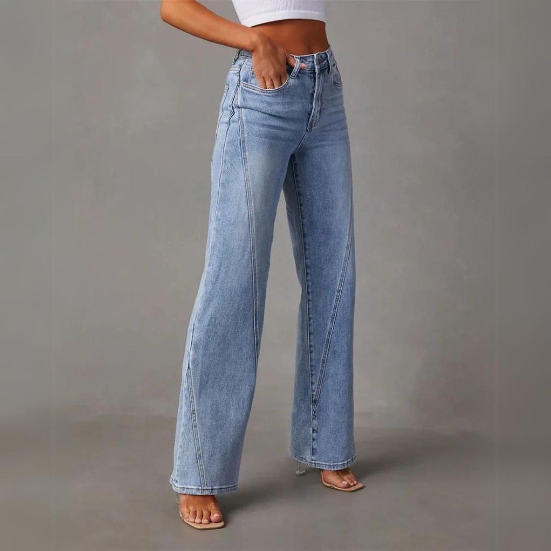 Damen l Jeans mit hoher Taille und geradem Schnitt