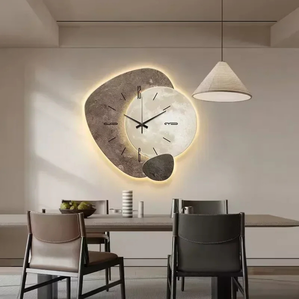 LunaWood Accent Wanduhr – Holz-Wanduhr Mit Weicher LED-Beleuchtung
