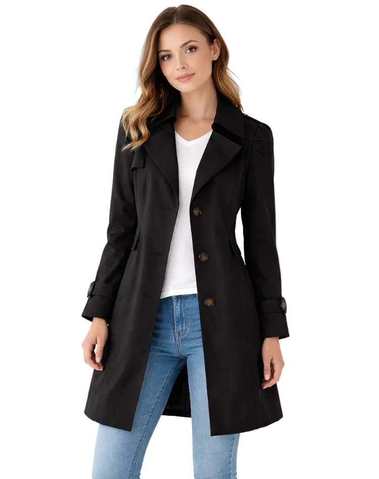 Damen - Trenchcoat mit Reverskragen und taillierter Passform