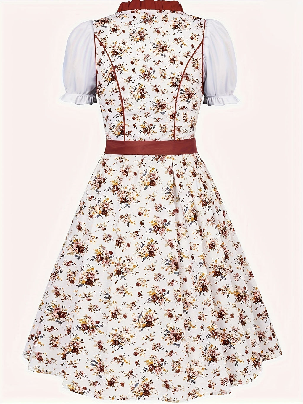Damen Dirndl Kleid aus Textilmaterial | Normale Passform Trachtenkleid | Bestickte Schürze mit Schnürung für Oktoberfest | Schmid