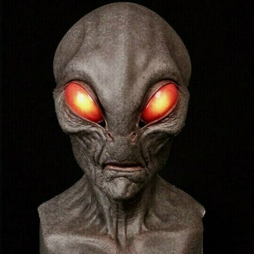 Alien Kopfmaske aus Latex für Halloween und Cosplay | Handbemalte Vollkopfmaske mit Belüftungsöffnungen | Schmid