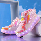 Leuchtende Rollschuh-Sneaker Mit Flügeln – Kinder LED-Rollschuhe