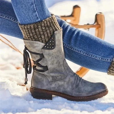 Premium | wasserdichte stiefel mit reißverschluss bis zur mitte der wade