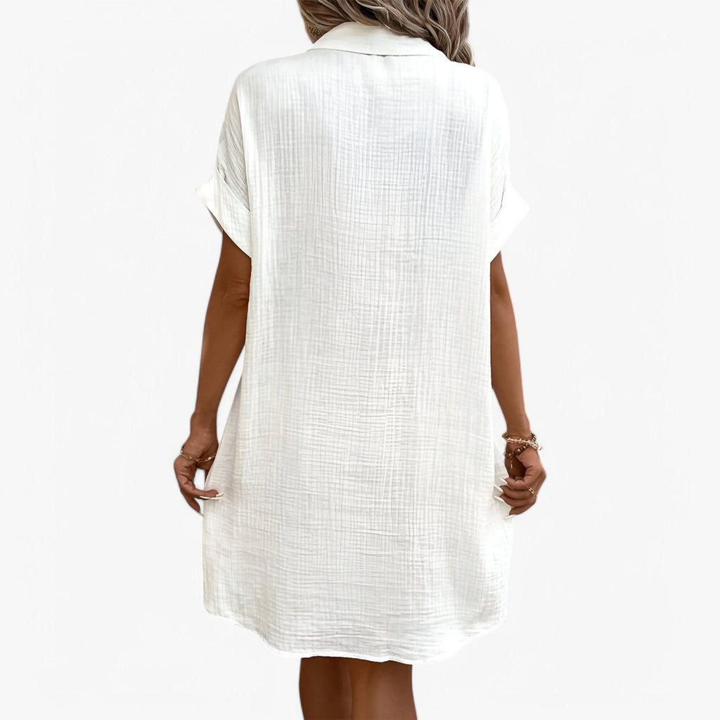 Damen Kleid aus Baumwolle – Einfarbig, Knielang bis Wadenlang