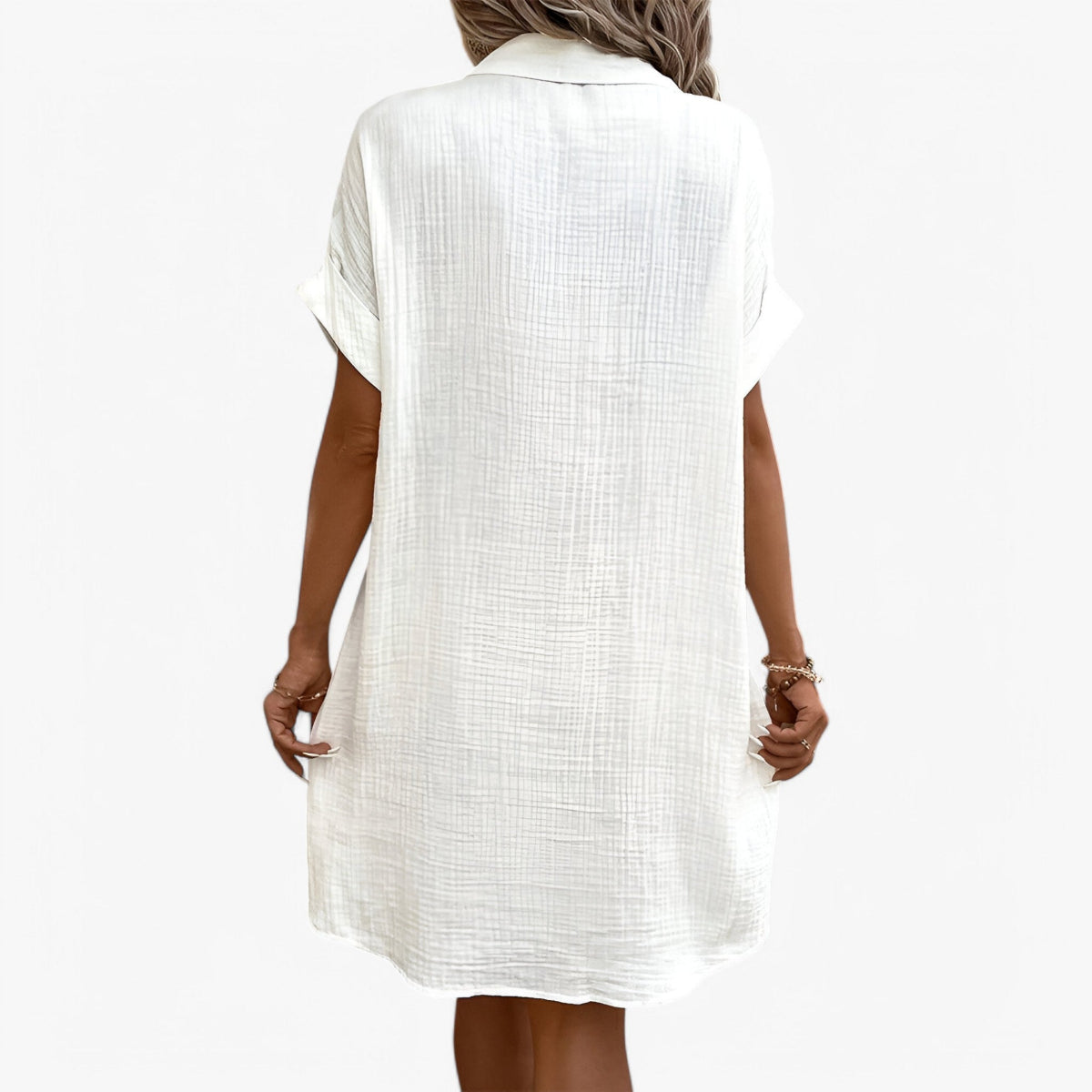 Damen Kleid aus Baumwolle – Einfarbig, Knielang bis Wadenlang
