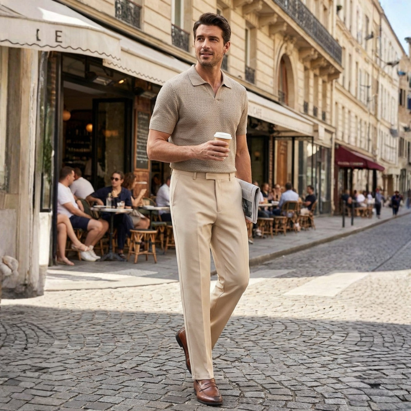 Herrenhose | Slim Fit Hose mit Verstellbarem Bund | Freizeithose für Alltag und Beruf | Schmid