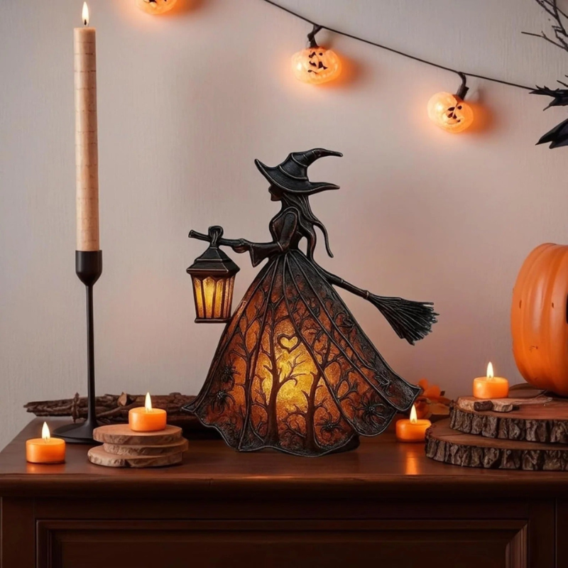 Halloween Troll LED Dekoration aus Resin | Geprägte Zierfigur mit Beleuchtung | Tischornament für Saisonale Halloween Dekoration | Schmid
