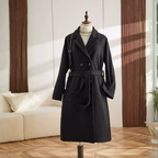 Damenmantel aus Baumwolle und Polyester | Langarm Mantel mit Reverskragen Knopfleiste und Seitentaschen | Alltag und Freizeit | Schmid
