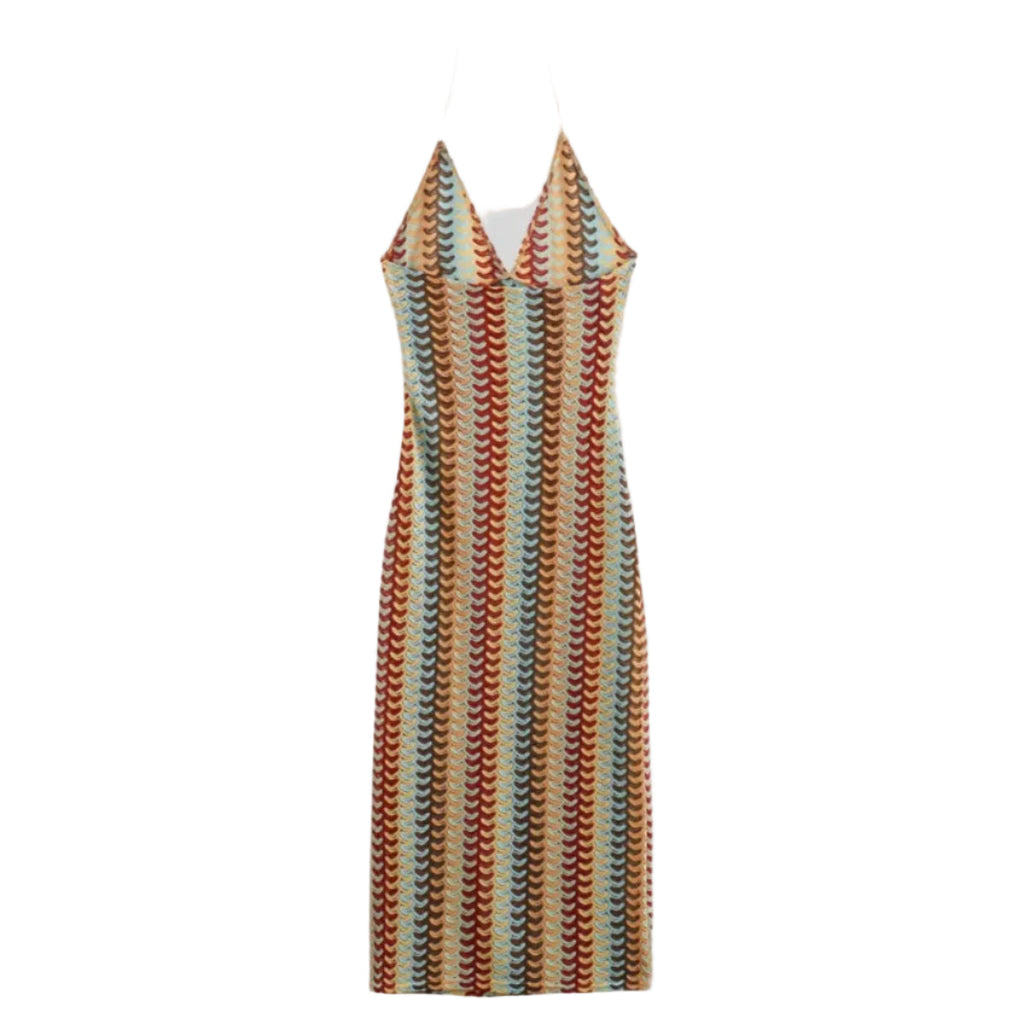 Damen Maxikleid aus Polyester | Ärmelloses V-Ausschnitt Kleid | Leichter Stil für Alltag und Sommer | Schmid