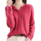 Damen - Wollpullover mit V-Ausschnitt und Knopfleiste