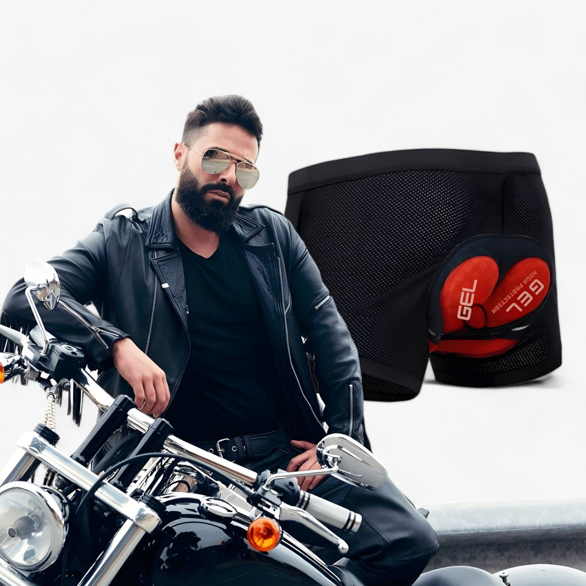 Herren Motorradshorts mit Polsterung | Polyester-Spandex & 5D-Gelpolster | Enganliegende Basisschicht für Motorradfahrten | Schmid
