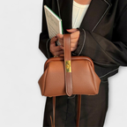 Damen Schultertasche aus PU | Strukturierte Handtasche mit Schlossdetail und Schulterriemen | Alltag und Freizeit | Schmid
