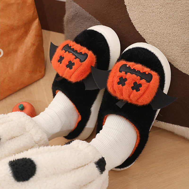 Halloween Hausschuhe aus EVA & Plüsch | Rundes Cartoon-Design | Rutschfeste Indoor Hausschuhe mit weichem Futter | Schmid