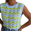 Damen Sommertop I Stricklook | Ärmelloses Rundhalstop I Acrylmix | Alltagsgebrauch | Schmid