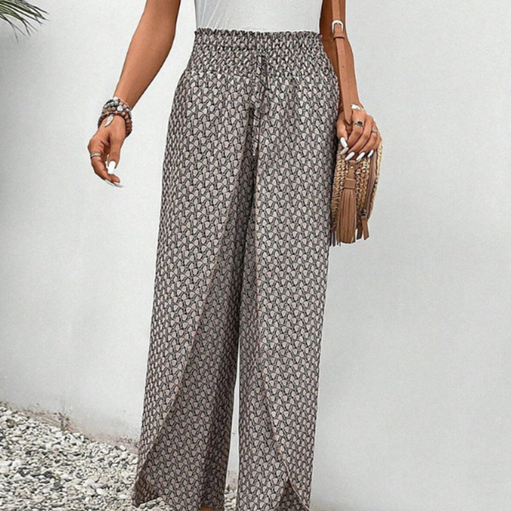 Damenhosen aus Polyester | Weite Hosenbeine | Geometrisches Muster für Alltag und Freizeit | Schmid
