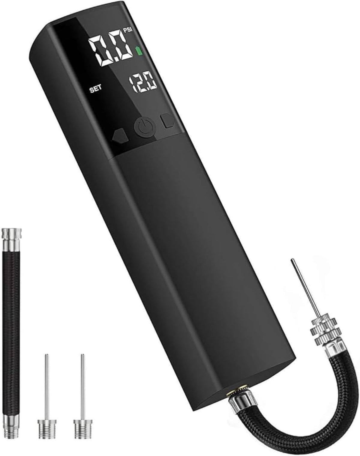 Tragbare Luftpumpe | Wiederaufladbarer Luftkompressor mit LCD-Display | Für Fahrräder, Autos und Sportbälle | Schmid