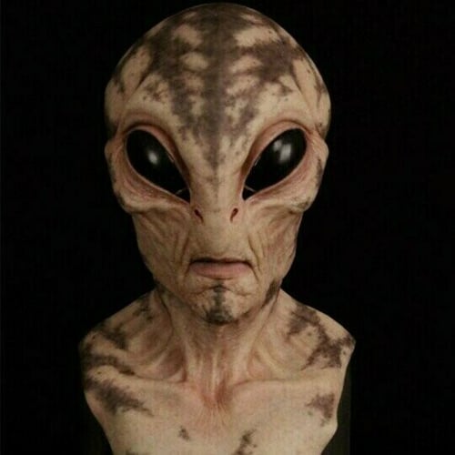 Alien Kopfmaske aus Latex für Halloween und Cosplay | Handbemalte Vollkopfmaske mit Belüftungsöffnungen | Schmid