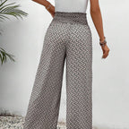 Damenhosen aus Polyester | Weite Hosenbeine | Geometrisches Muster für Alltag und Freizeit | Schmid