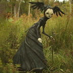Gothic Hexenfigur aus Harz | Freistehende Hexe mit Stab | Halloween Dekoration für Innen- & Außenbereiche | Schmid
