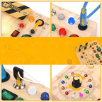 Montessori | Holz Aktivitätsbrett Mit 8 LED-Kontakten – Sinnes- Und Reisespielzeug För Barn