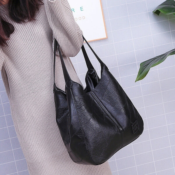 Damen Große PU-Schultertasche | Reißverschluss & Schnalle | Mehrfach Unterteilte Carryall-Tasche für Alltag, Arbeit & Reisen | Schmid