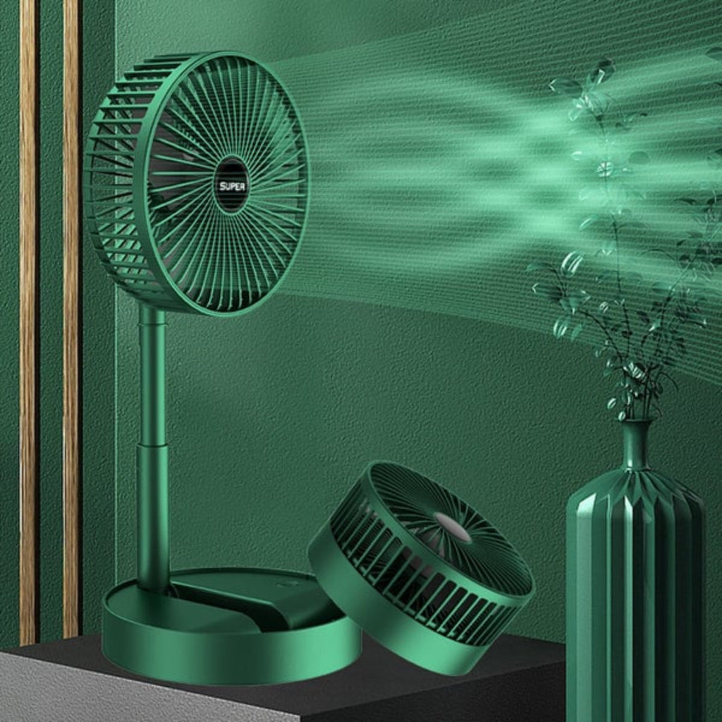 Tragbarer USB-Wiederaufladbarer Ventilator | Zusammenklappbarer Ventilator mit Einstellbarem Luftstrom | Vier Geschwindigkeiten für Schreibtisch, Reisen und Camping | Schmid