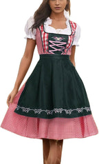 Damen Dirndl Set aus Mischgewebe | Reguläre Passform Trachtenkleidung | Schnüroberteil mit Schürze für Oktoberfest & Themenfeiern | Schmid