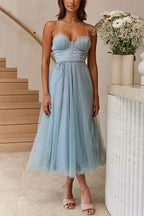 Damen Maxikleid aus Chiffon – ärmellos, Träger, Knöchellang