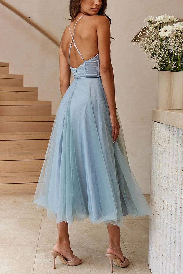 Damen Maxikleid aus Chiffon – ärmellos, Träger, Knöchellang
