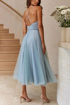 Damen Maxikleid aus Chiffon – ärmellos, Träger, Knöchellang