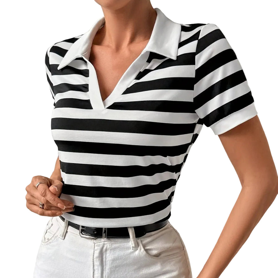 Julia - Gestreiftes T-Shirt mit kurzen Ärmeln – Damen T-Shirt