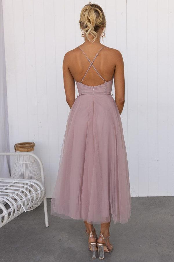 Damen Maxikleid aus Chiffon – ärmellos, Träger, Knöchellang