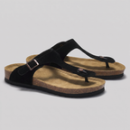 Herren Sandalen | Leder-Sandalen mit T-Riemen | Reguläre Offene Freizeitsandalen | Schmid