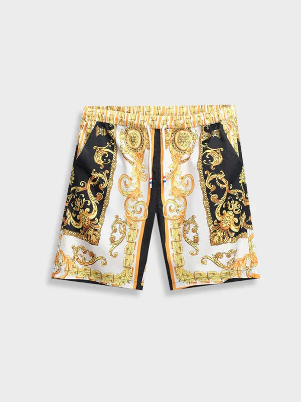Herren Sommeranzug mit barockinspiriertem Muster | Locker sitzendes Hemd und Shorts für warme Tage | Schmid
