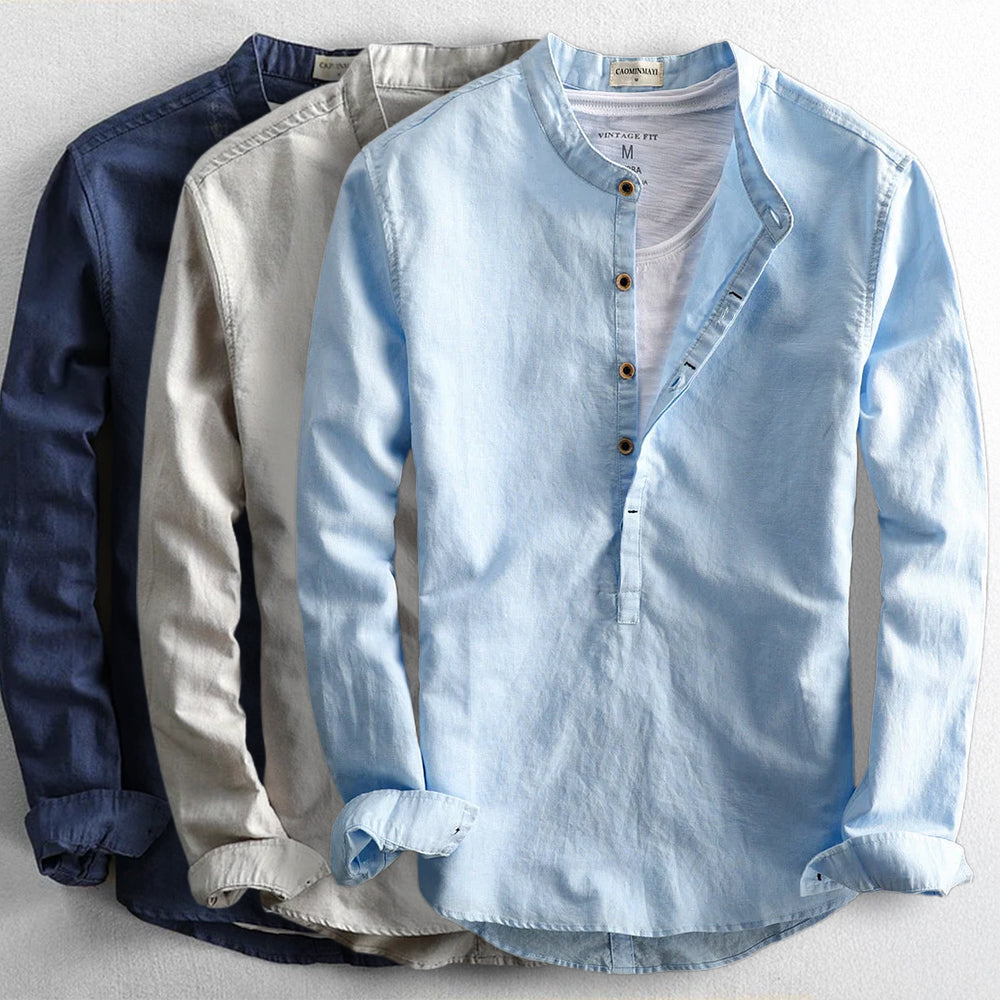 Corden Leinen‑Look Hemd – Herren Langarmhemd