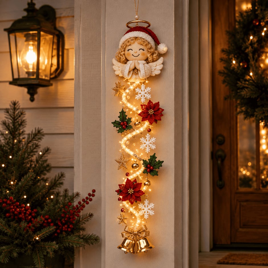 LED-Weihnachtshänger | Stoff- & Kunststoffkonstruktion mit Integrierter Beleuchtung | 50 cm Vertikale Dekoration für Türen & Wände | Schmid