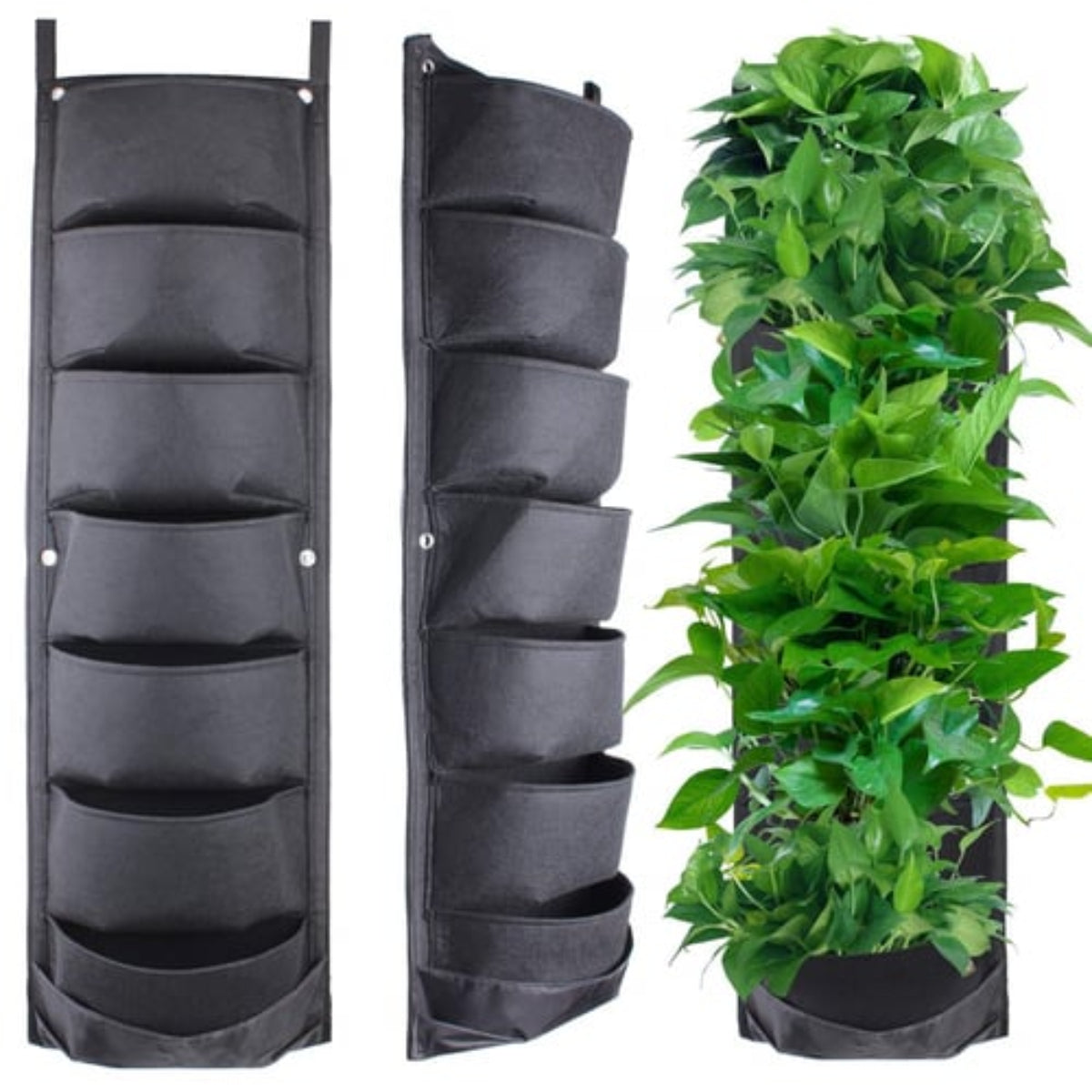 Vertikaler Pflanzenhalter | Wand-Pflanztasche mit 7 Fächern | Innen- und Außengarten | Schmid