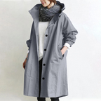 Damen Trenchcoat aus Baumwolle und Polyester | Oversize Langarm Mantel mit Seitentaschen | Alltag und Freizeit | Schmid
