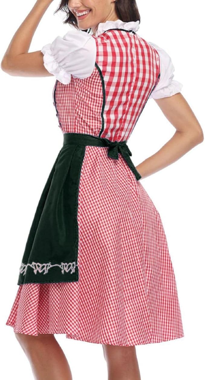 Damen Dirndl Set aus Mischgewebe | Reguläre Passform Trachtenkleidung | Schnüroberteil mit Schürze für Oktoberfest & Themenfeiern | Schmid